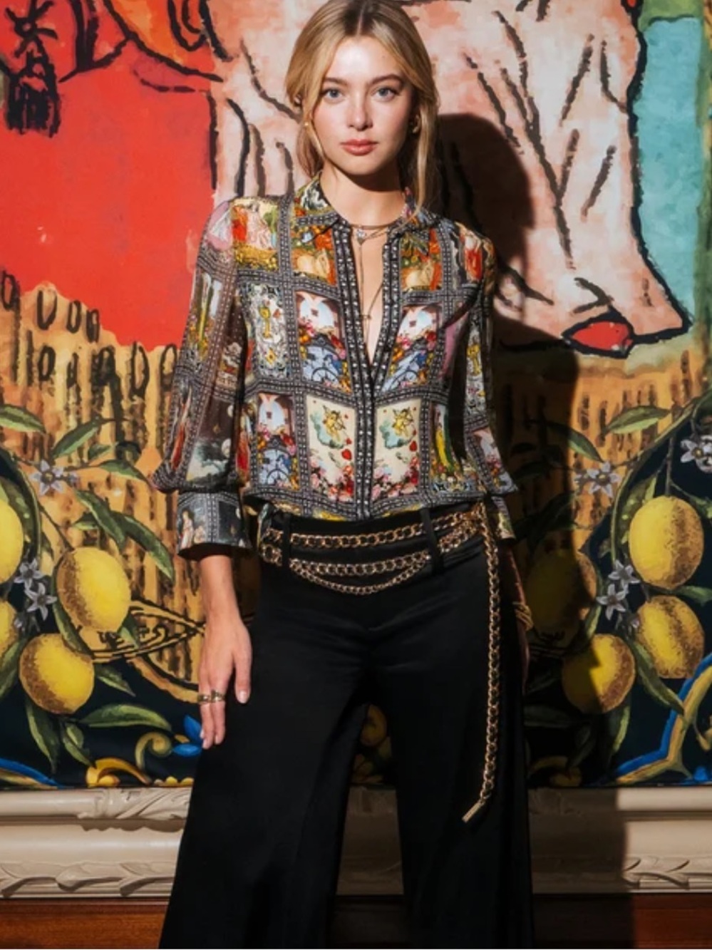 Alice + Olivia Wan Silk Blouse in Enchanted Tarot - Picture 2 of 14